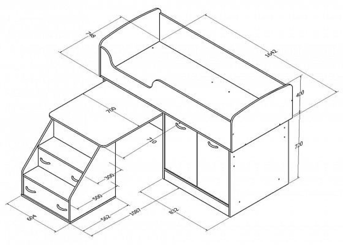 Кровать-чердак "Дюймовочка-2" Дуб молочный/оранжевый | фото 3