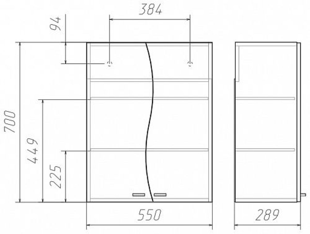 Шкаф навесной Волна 02-55 АЙСБЕРГ (DA1066HR) разобранный* | фото 3