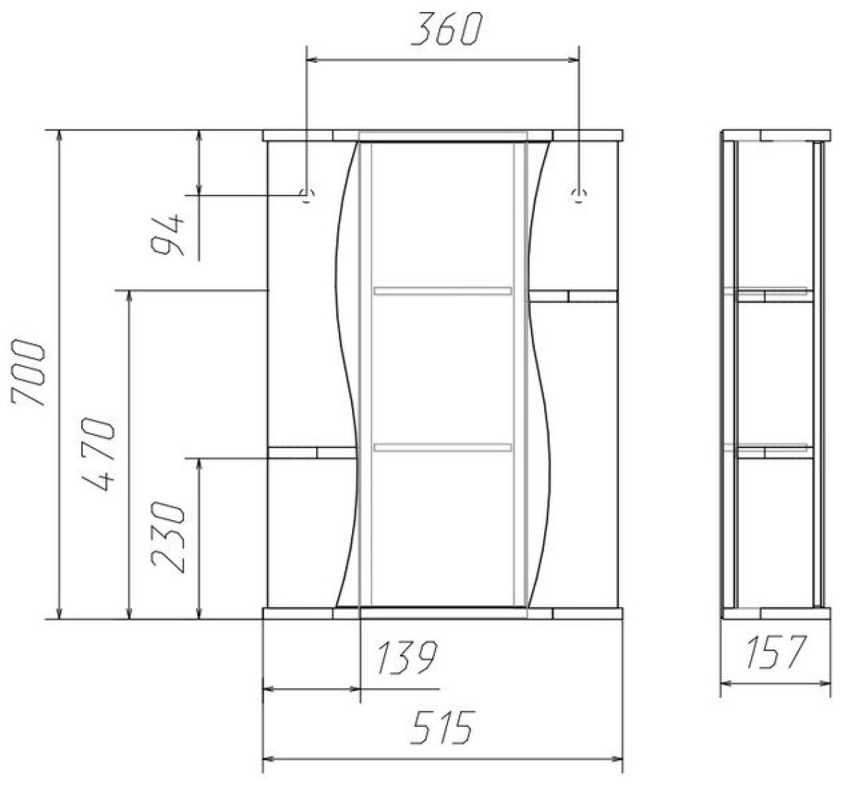 Шкаф-зеркало Волна 2-50 правый АЙСБЕРГ (DA1037HZ) | фото 3
