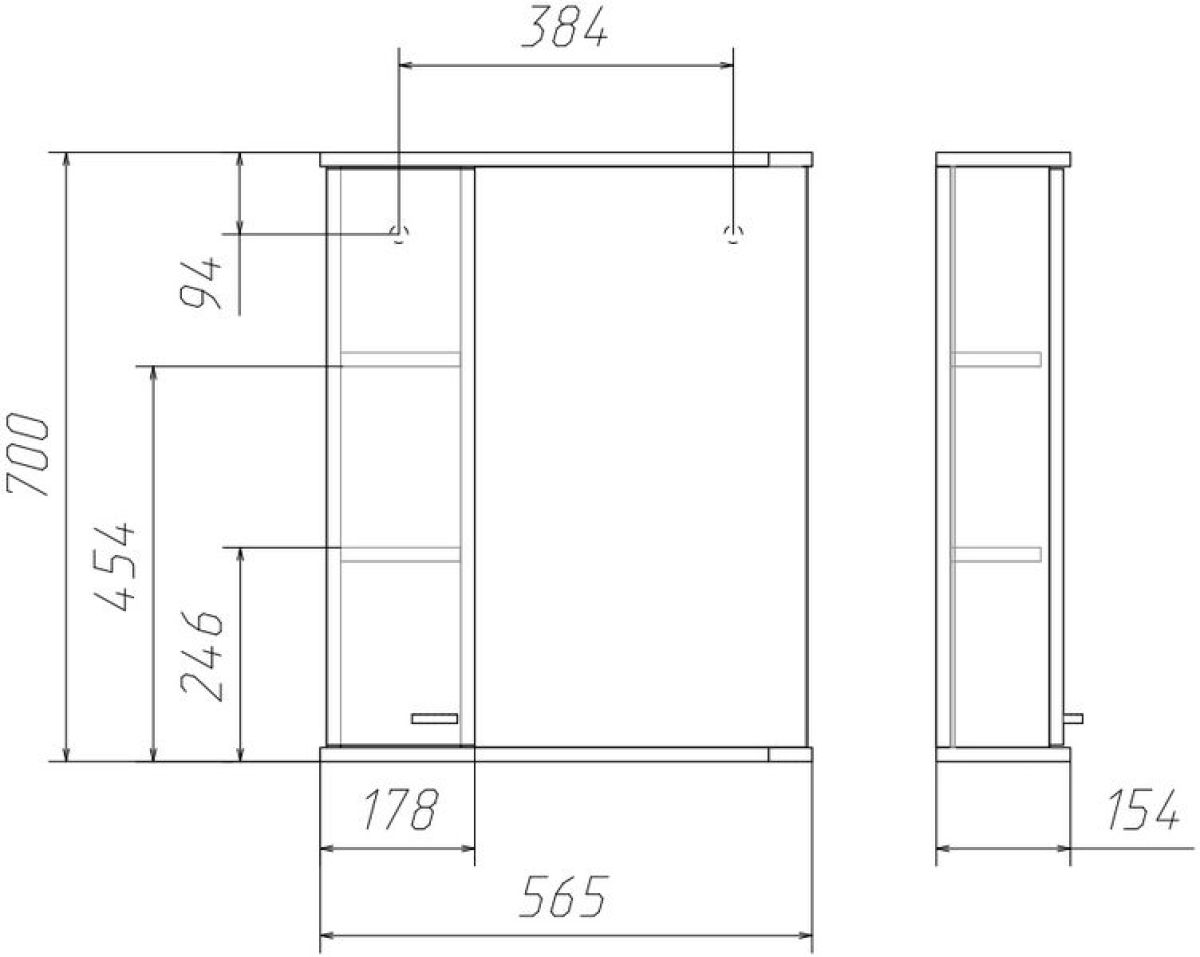 Шкаф-зеркало Классик 55 левый АЙСБЕРГ (DA1050HZ) | фото 3