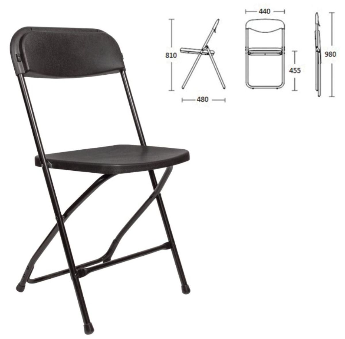 Стул складной BRABIX "Golf CF-002" (черный каркас, пластик черный) 531563 | фото 2