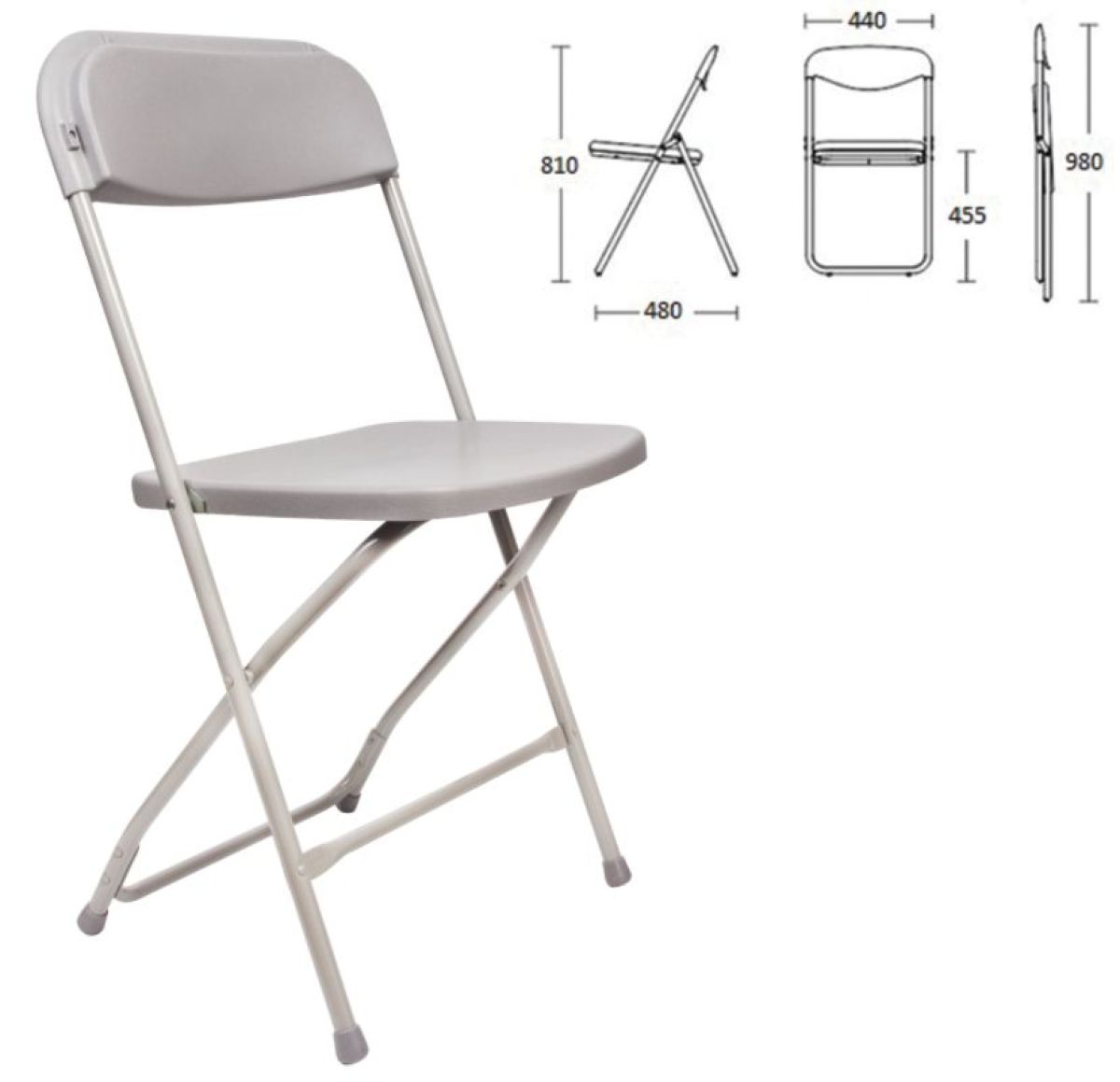 Стул складной BRABIX "Golf CF-002" (серый каркас, пластик серый) 531564 | фото 2