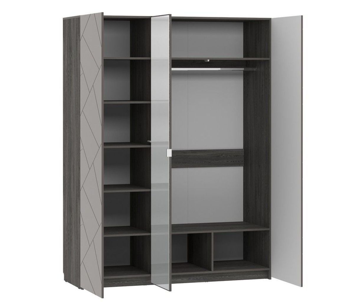 Спальня Summit Шкаф комбинированный НМ 011.44 (Софт Графит/Ясень Анкор темный) | фото 2