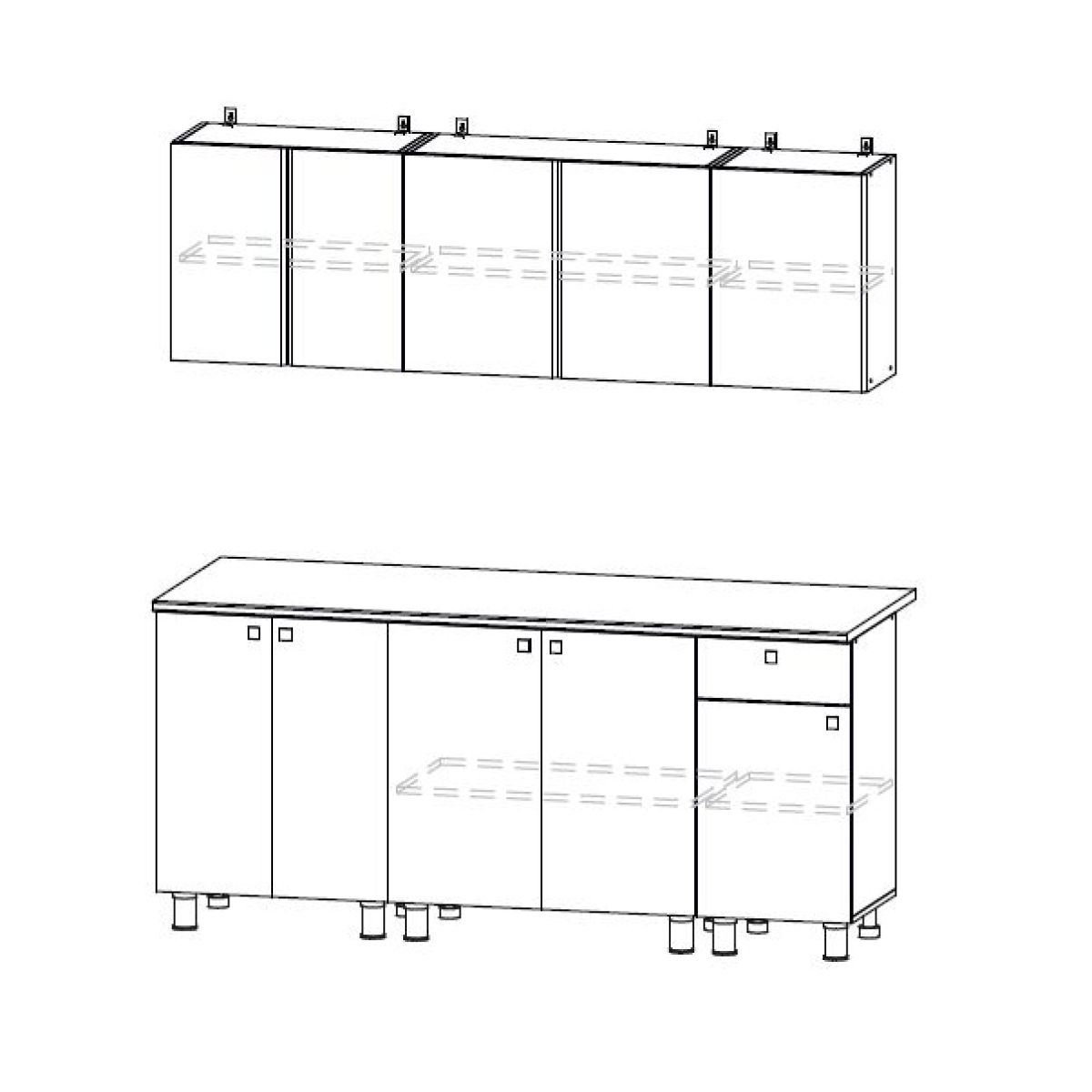 Кухонный гарнитур КГ-1 (Белый/Белый/Цемент светлый/Антарес) 1800 | фото 3