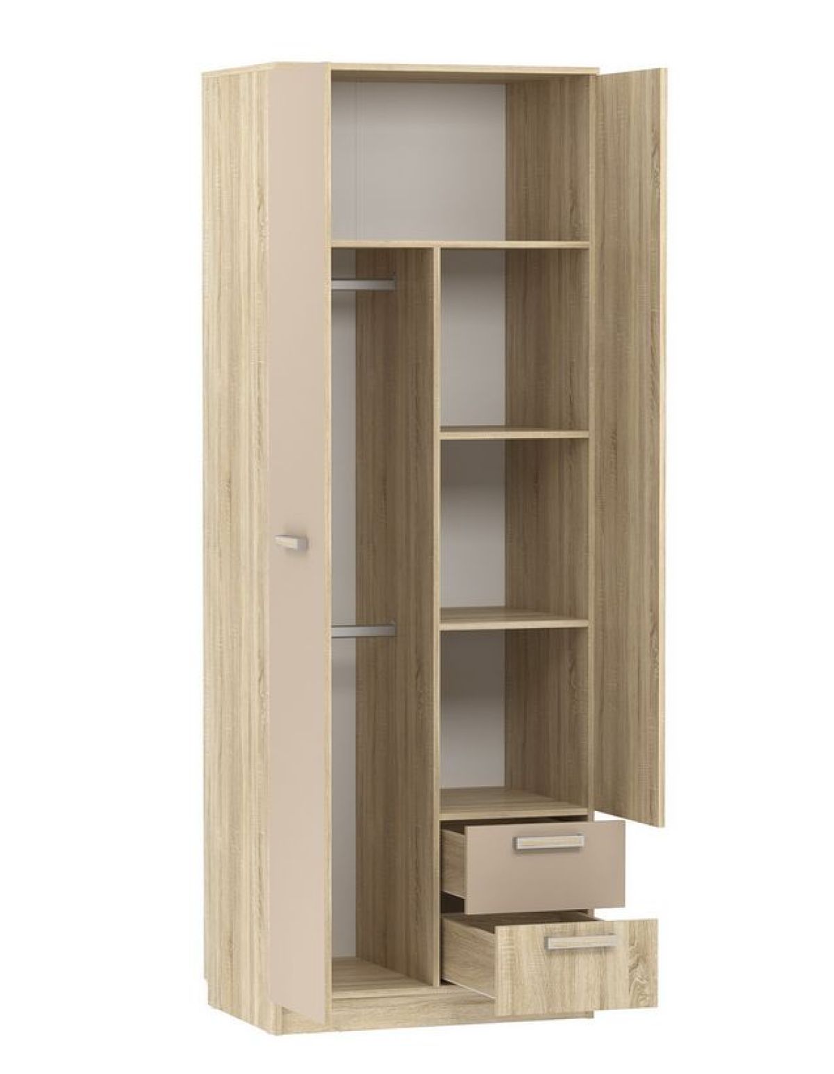 Детская Акварель Шкаф для одежды с ящиками НМ 014.07 М (Капучино/Дуб Сонома) | фото 2