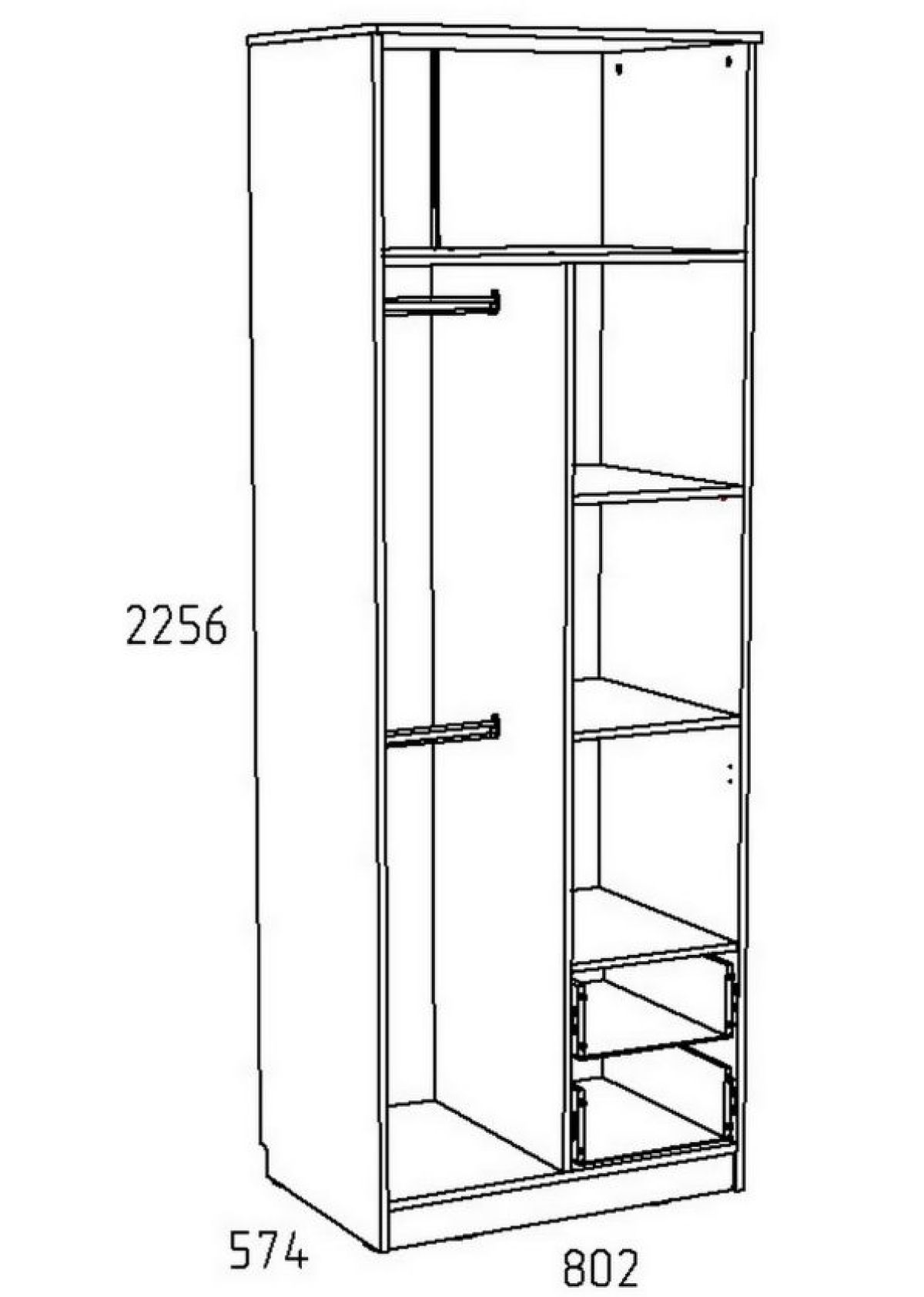 Детская Акварель Шкаф для одежды с ящиками НМ 014.07 М (Капучино/Дуб Сонома) | фото 3