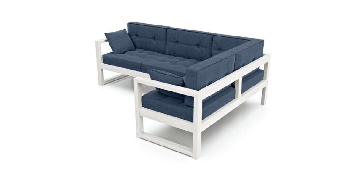 Диван угловой Д-4 Правый (Синий/Белый) | фото 2