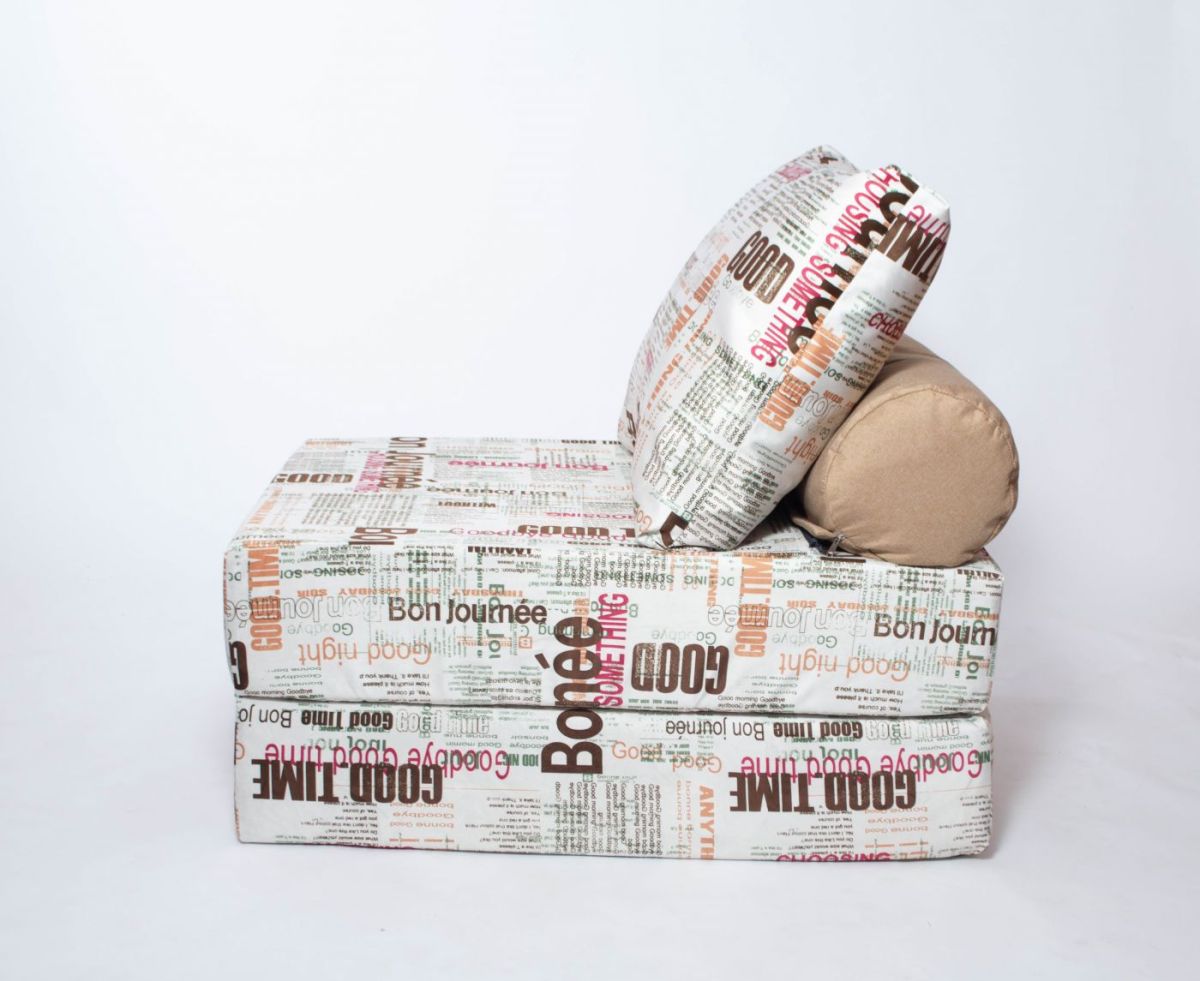 Кресло-кровать-пуф бескаркасное Прайм (Газета) | фото 4