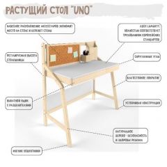 Комплект растущий стол «UNO» и стул «Робин Wood» с чехлом 38 попугаев (Комбо серый, Без покрытия, Клетка) с аксессуарами (Бумажница, Карандашница, Органайзер) | фото 3