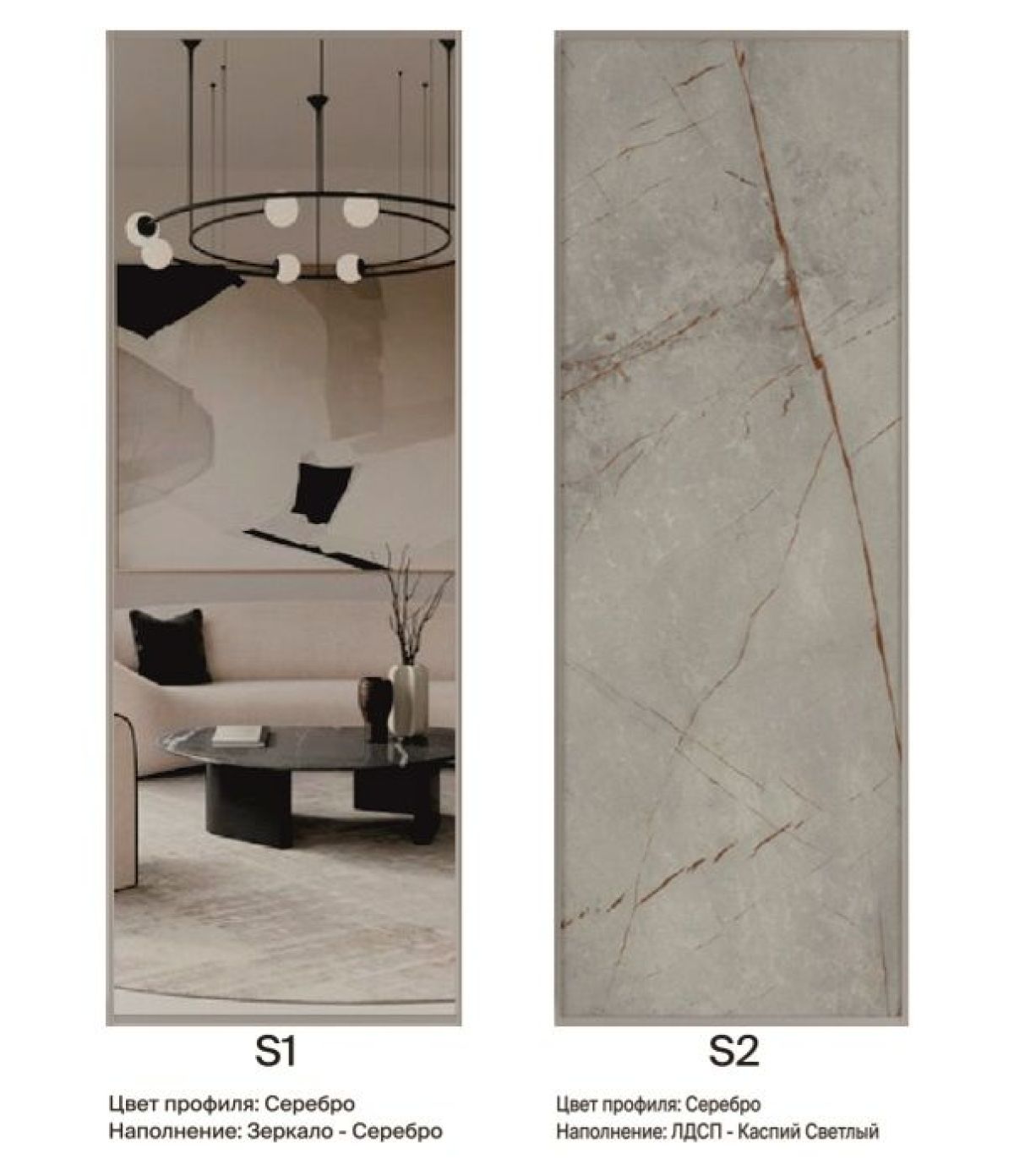 Шкаф-купе 1950 серии SILVER S6+S1+S6Z B22+PL1 (по 2 ящика лев/прав+1 штанга) профиль «Серебро» | фото 9