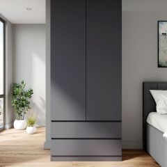 МОРИ МШ 900.2 Шкаф с 2-мя дв. и 2-мя ящ. ВЫСОКИЙ (Графит) | фото 3