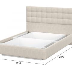 Кровать двойная №2 (универсальная 1.4х2.0) Серия 2 + основание (Белый/Бежевый ткань/Квадро Бежевый ткань) | фото 2