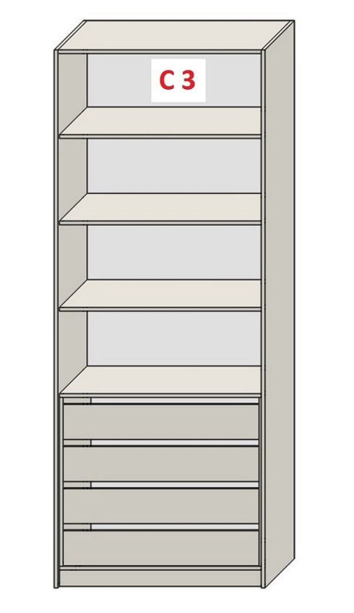 Шкаф СТАНДАРТ С2 2 ящика серия "ГЕСТИЯ" (Светло-серый/Дуб Небраска натуральный) 800*520*2300 | фото 6