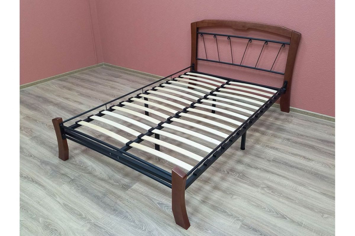 Кровать "Муза 4 Лайт" КМД9 Черная (1400*2000) (ножки-махагон) с коваными изделиями | фото 3