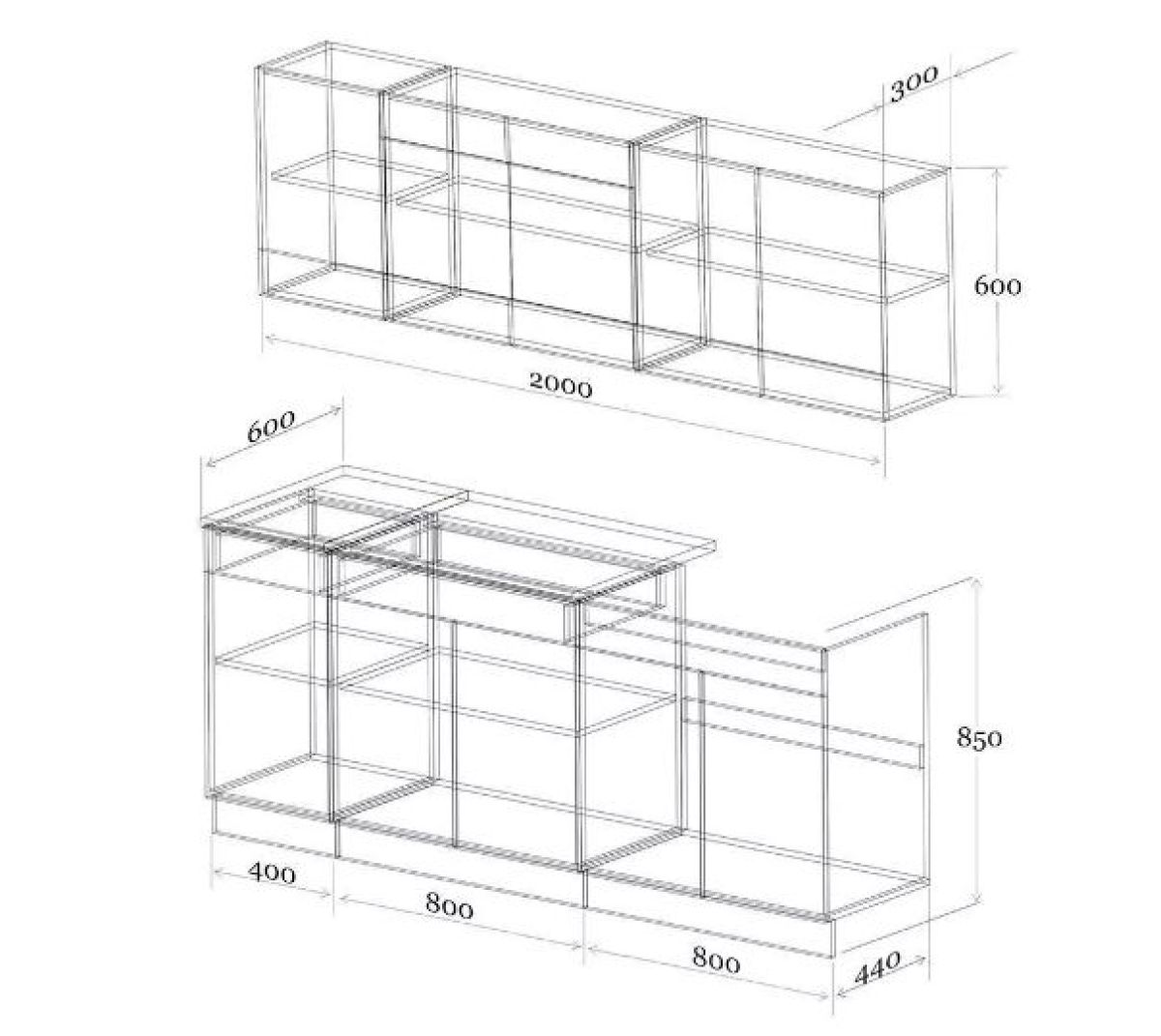 Кухонный гарнитур Лайт 2000 (Белый глянец/Дуб Сонома/Антарес) | фото 2
