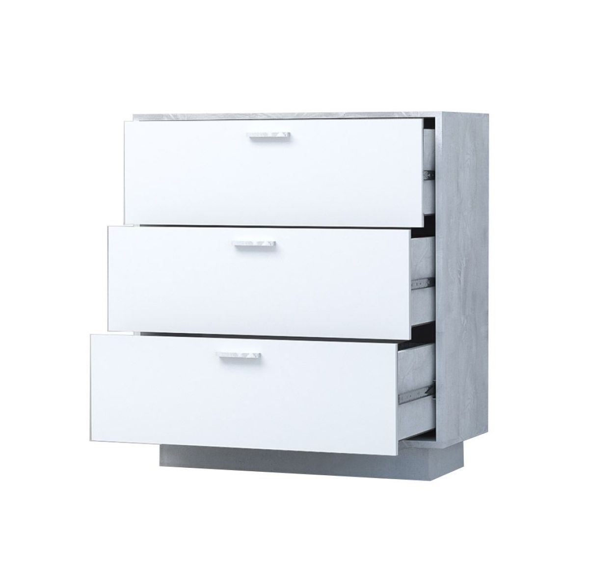 Эго К-3 Комод с 3мя ящ (бетон светлый/белый глянец) цоколь | фото 2