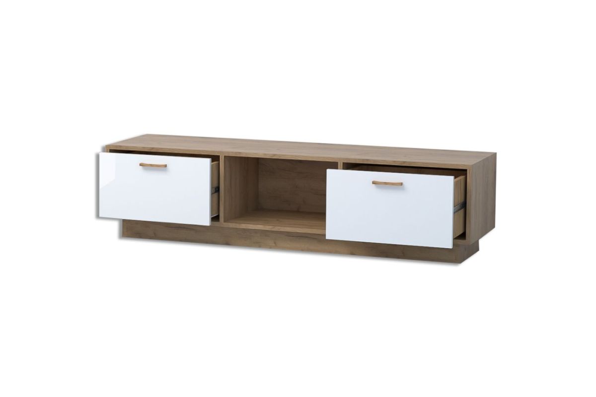 Эго Т-3 Тумба с 2мя ящ (дуб крафт золотой/белый глянец) цоколь | фото 2