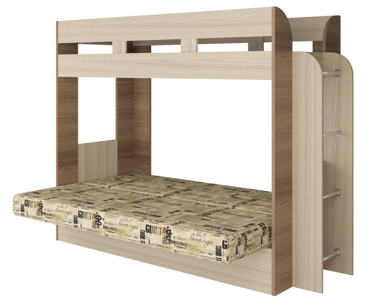 Кровать 2-х ярусная с диваном Карамель 75 (Биг Бен) Анкор светлый/Бодега | фото 4