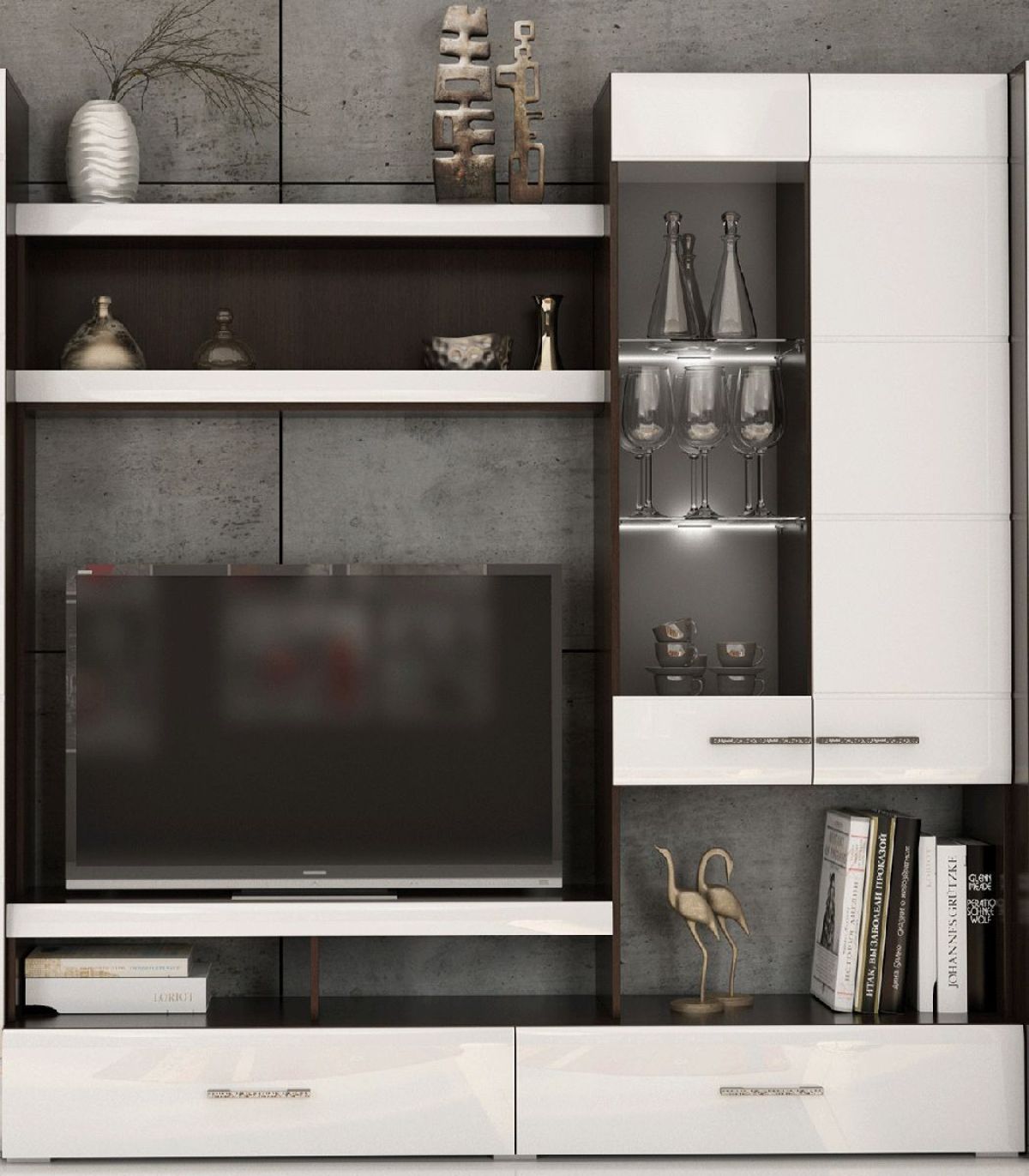 Модульная гостиная Фиеста (Венге/Белый глянец) | фото 3