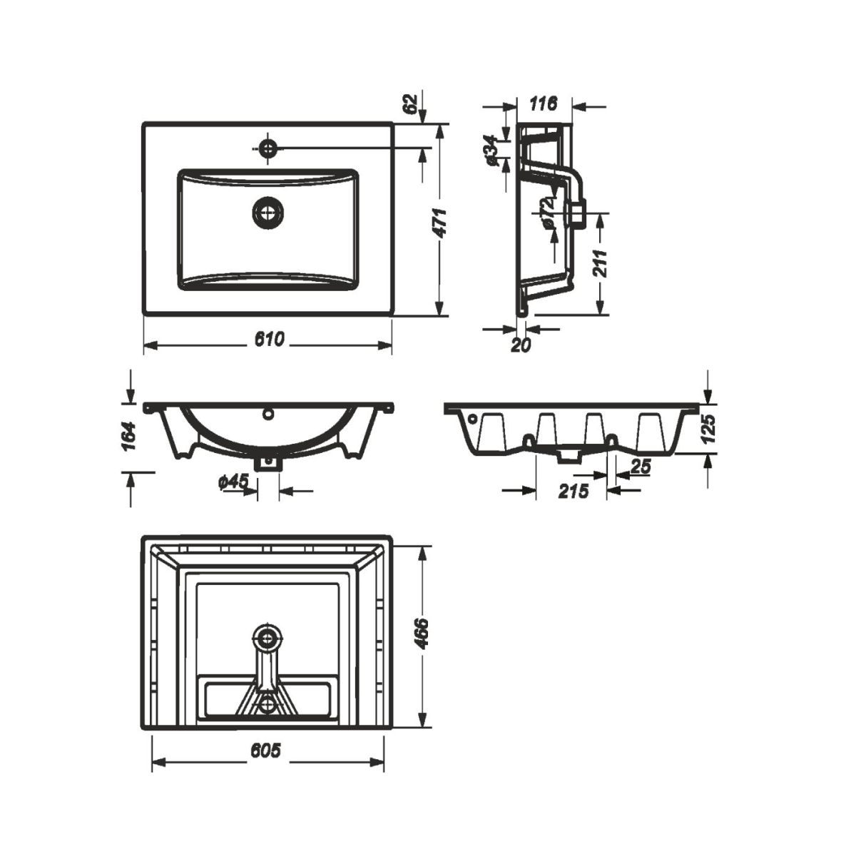 Умывальник мебельный "Quadro 60" Sanita Luxe | фото 4