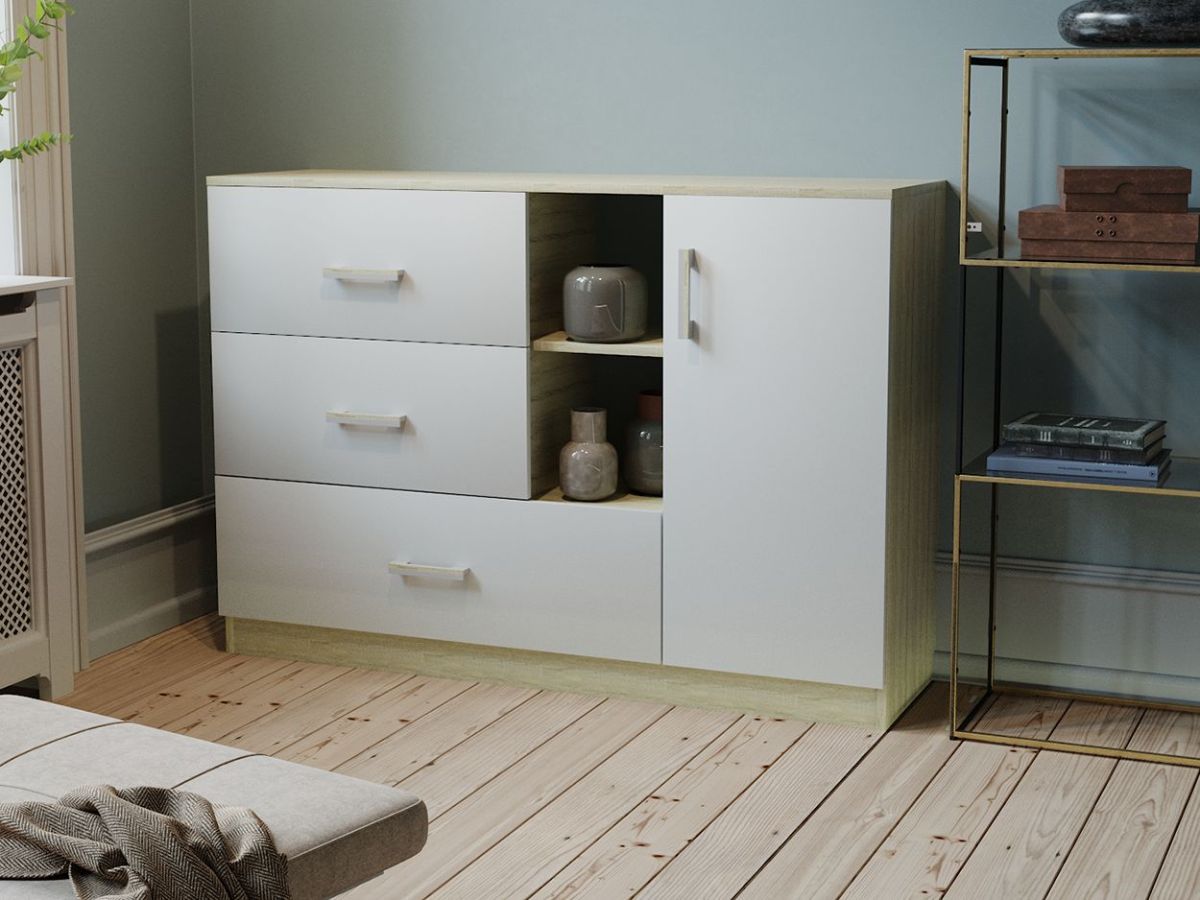 Комод К-3.1 (Дуб сонома/Белый жемчуг) | фото 2