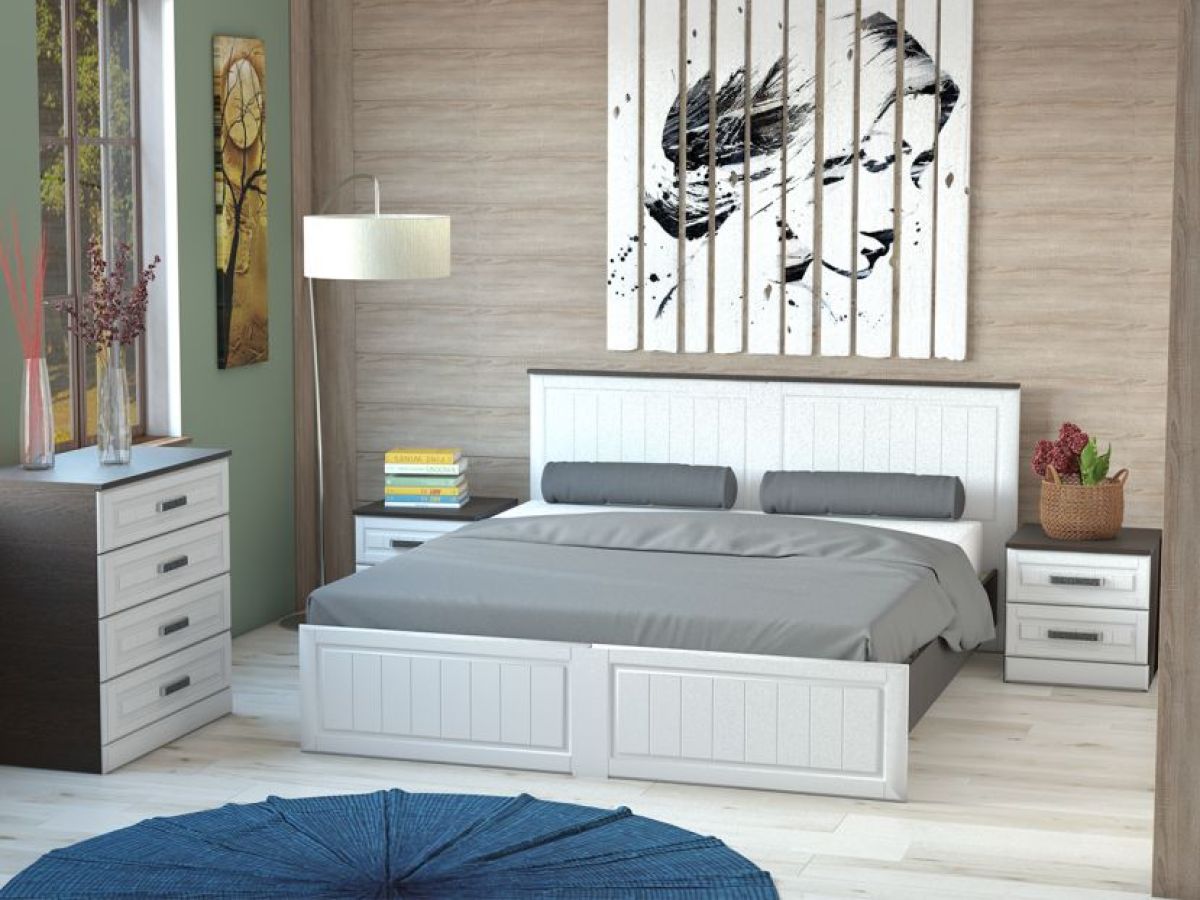 Кровать (200х160) НКМ ВЕНЕЦИЯ-1 Секция-13 с основанием (Венге/Белое дерево) | фото 2