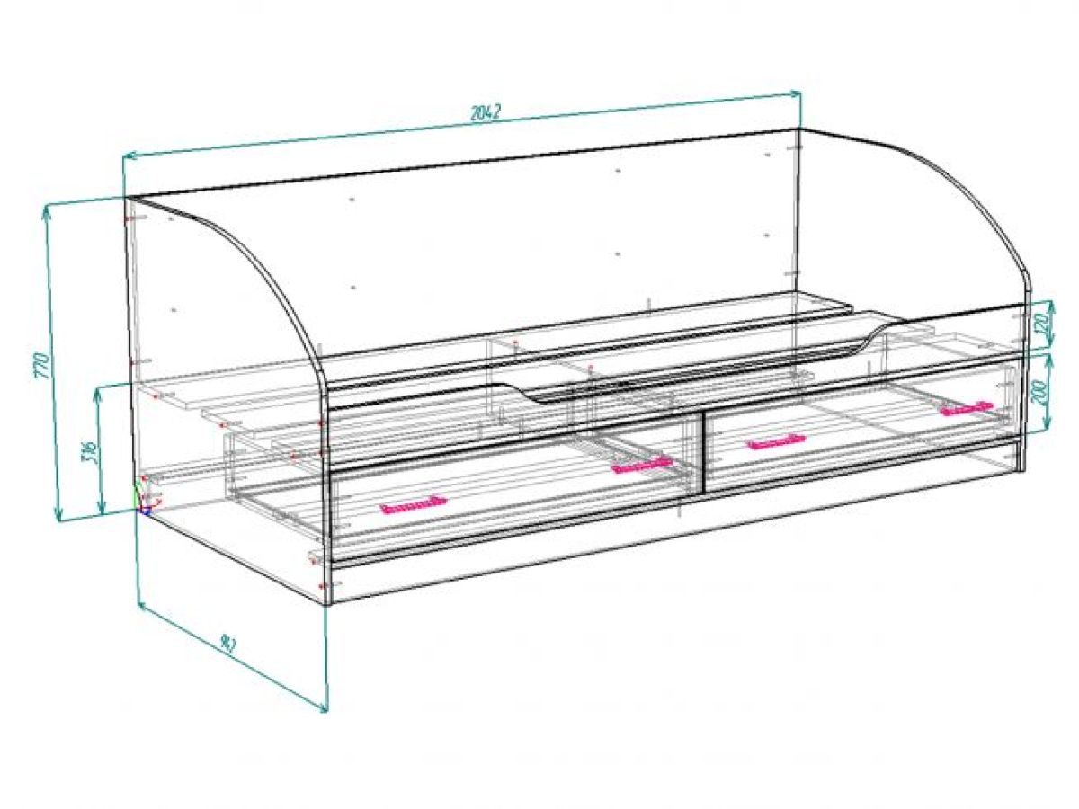Кровать 900 с ящиками НКМ ВЕНЕЦИЯ-1 Секция-22 (Венге/Белое дерево) | фото 4