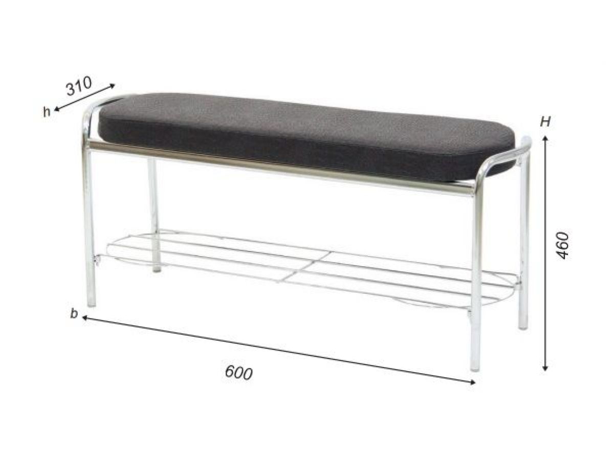 Банкетка А1.22-01 со съемной подставкой для обуви 600 (Стандарт) хром/кожзам | фото 2