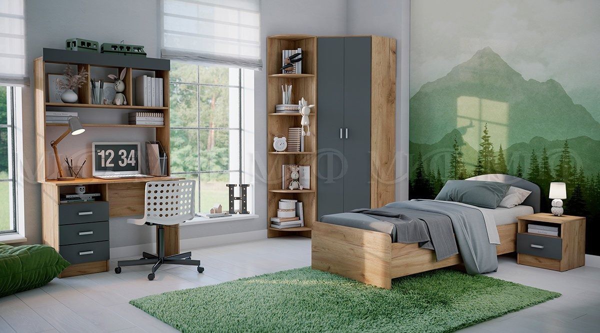 МАРТИНА Шкаф угловой (Графит/Дуб крафт) | фото 3