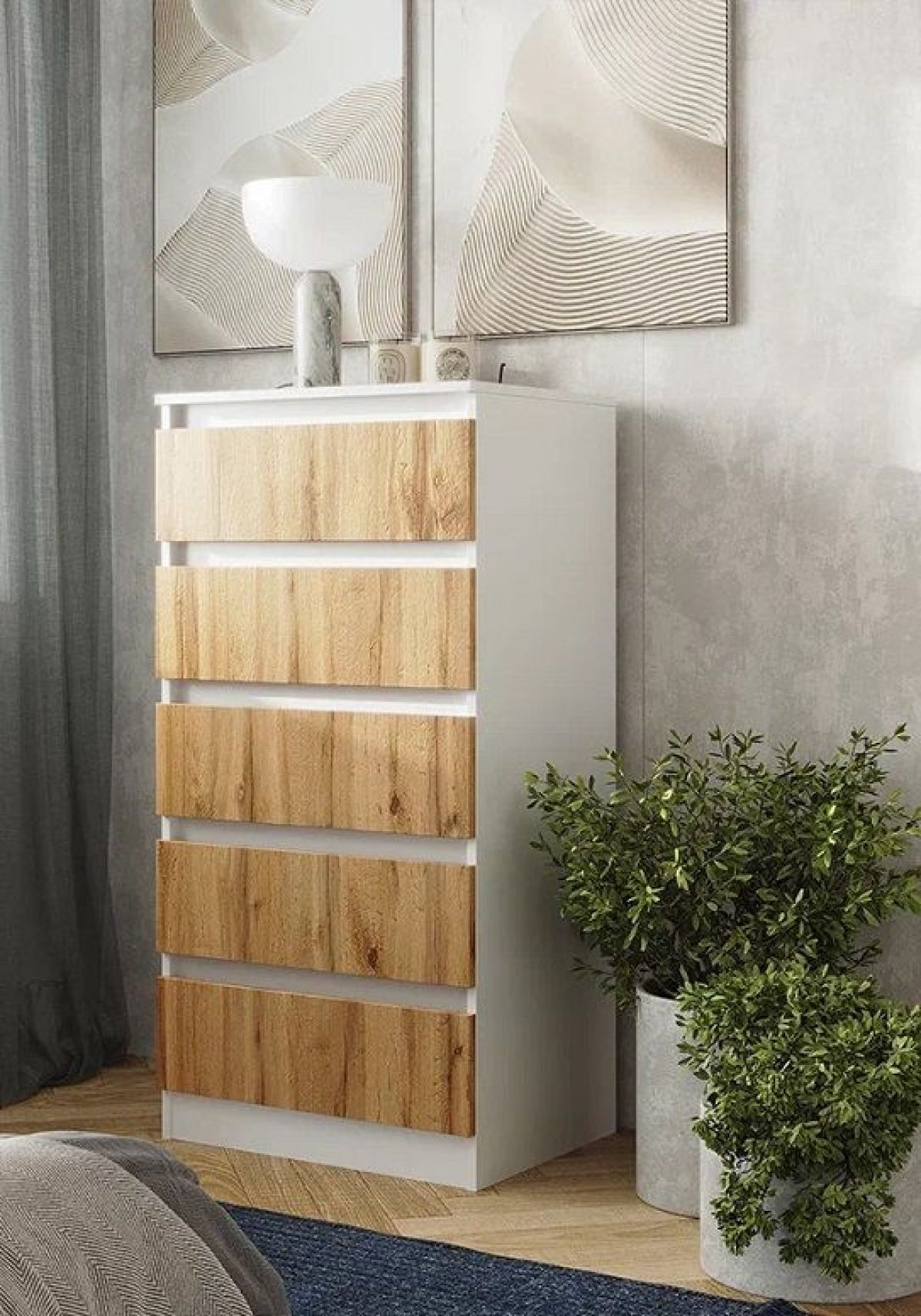 Спальный гарнитур Парус (Белый/Вотан) 1400 (Вариант-2) | фото 15