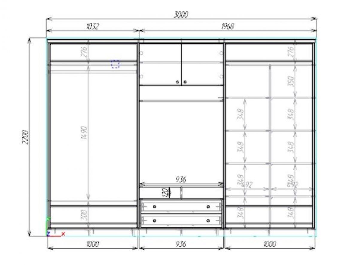Шкаф-купе Валерия с нишей под ТВ 3000 ЛДСП/Зеркало/ЛДСП (Монорельс) ЛДСП 2 кат. | фото 3