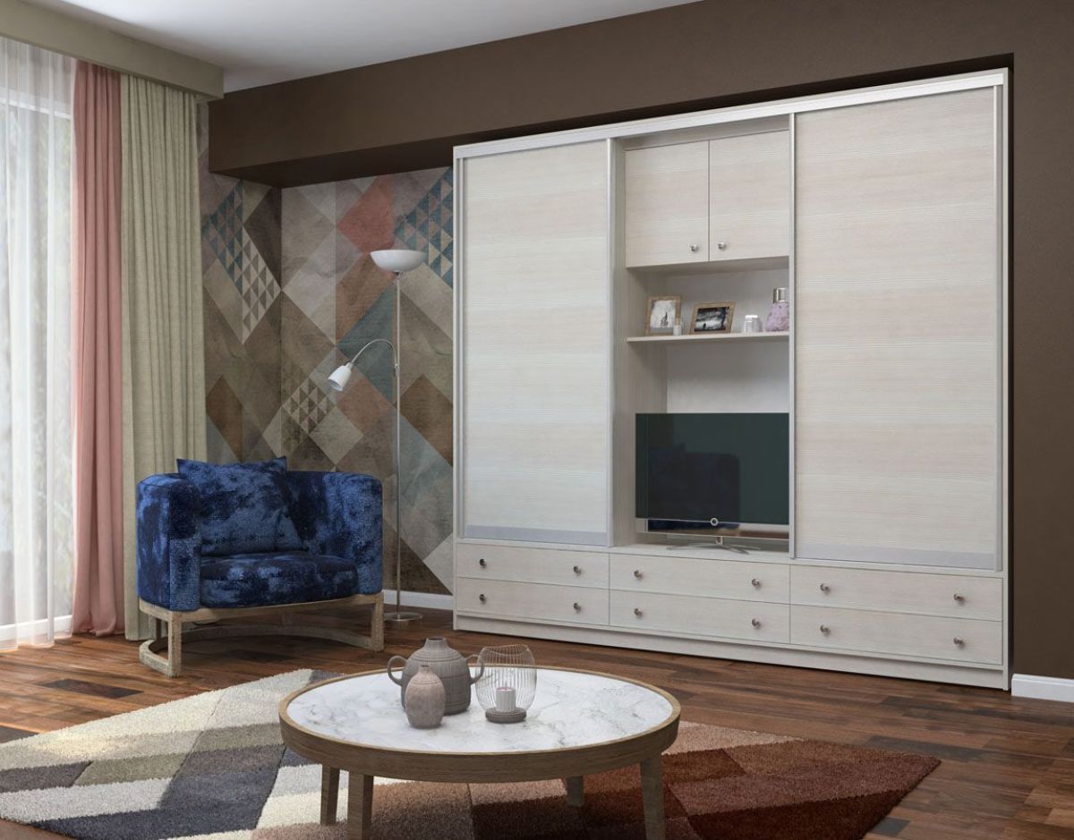 Шкаф-купе Галина с нише под ТВ 2800 ЛДСП (монорельс) ЛДСП 2 кат. | фото 4