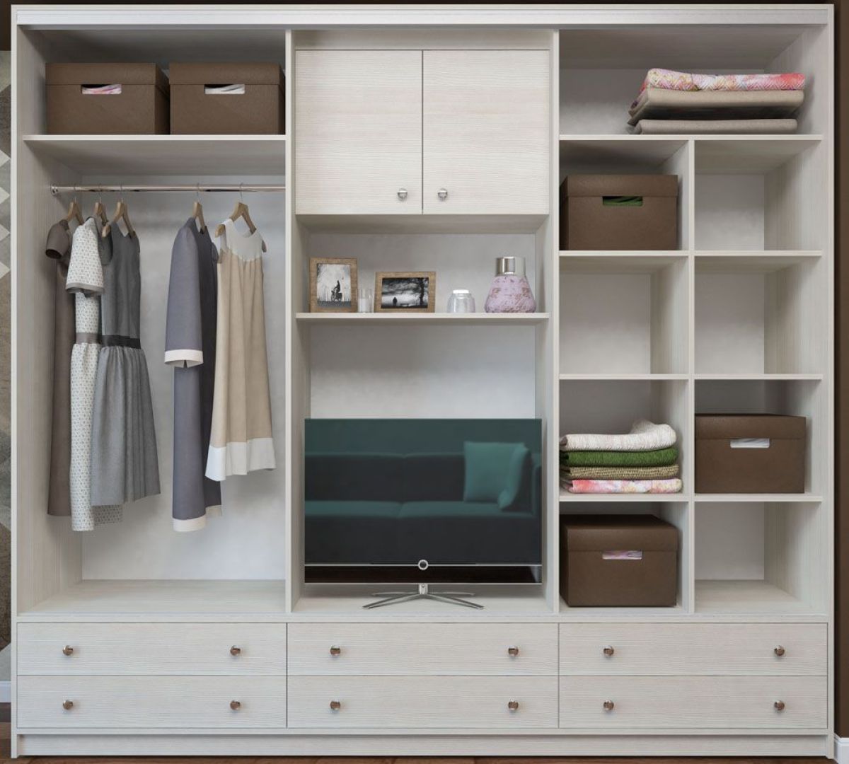 Шкаф-купе Галина с нише под ТВ 2800 ЛДСП (монорельс) ЛДСП 2 кат. | фото 2