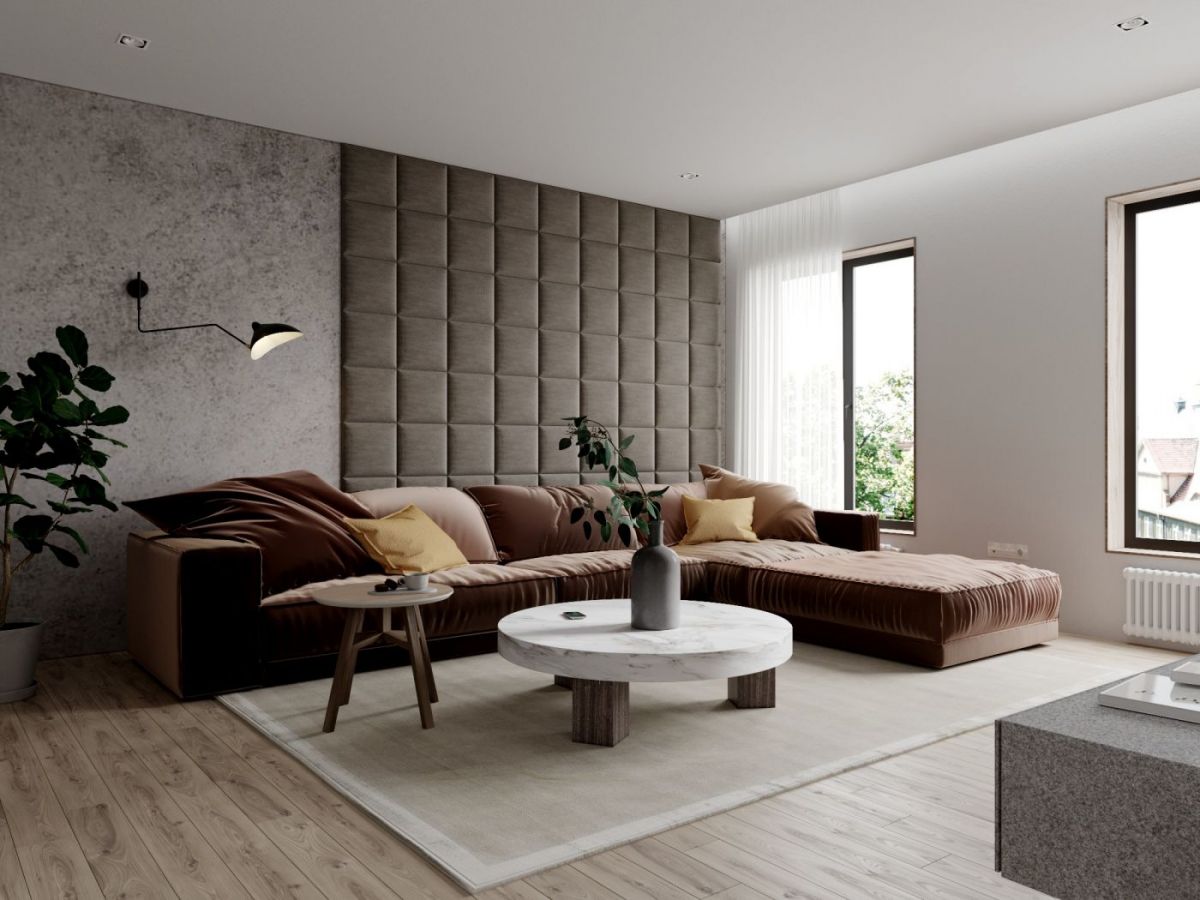 Мягкие панели КВАДРАТЫ 30*30 (9 шт.) для гостиной | фото 5