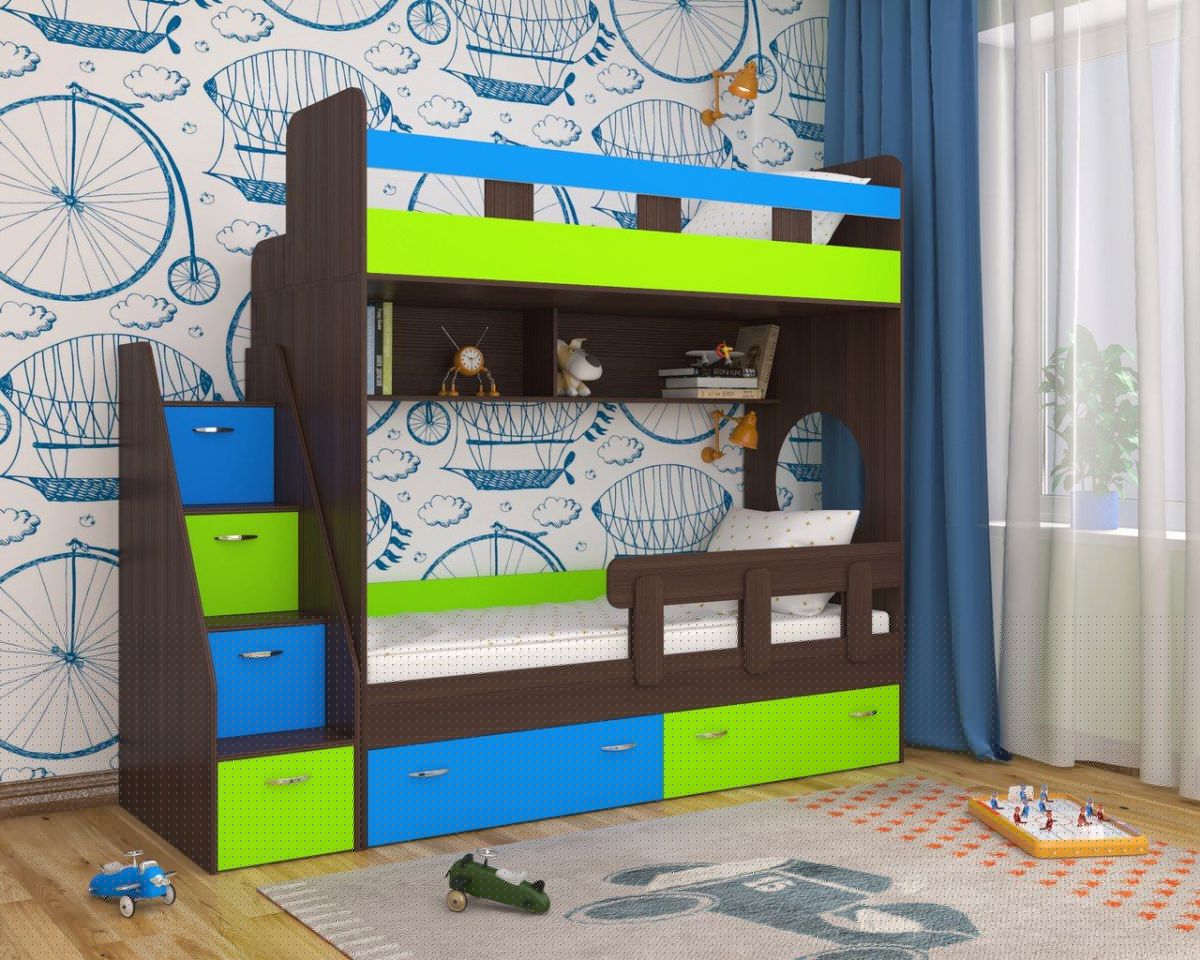 Кровать 2-х ярусная Юниор 1 без бортика (800*1900) Винтерберг, Дуб молочный, Ясень | фото 17