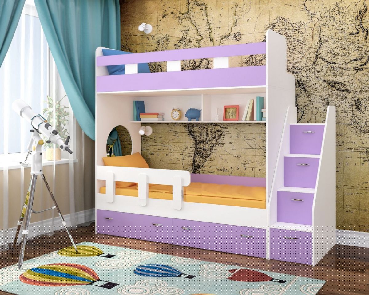 Кровать 2-х ярусная Юниор 1 + бортик (800*1900) Винтерберг, Дуб молочный, Ясень | фото 10