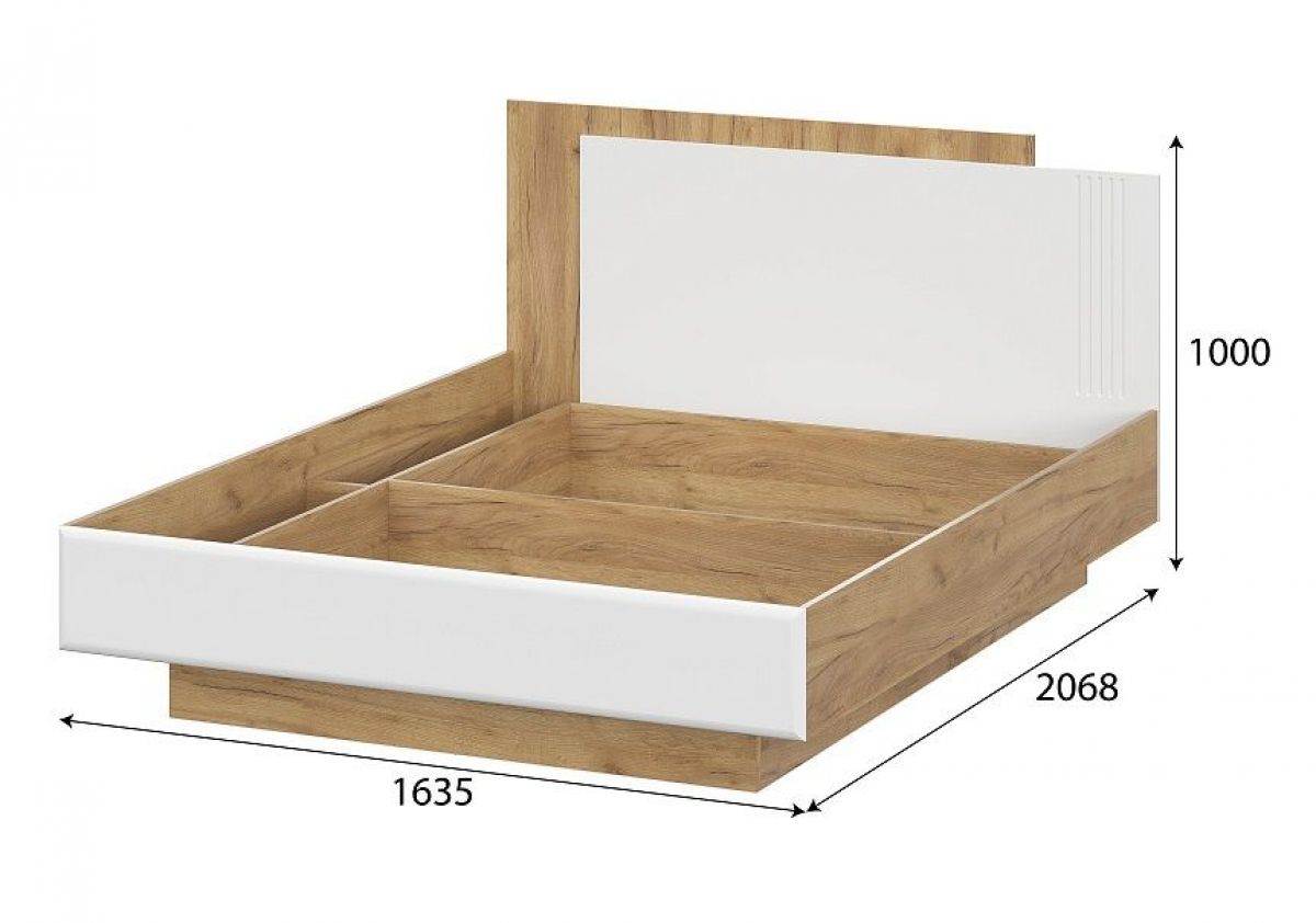 МИЛАН Кровать двойная универсальная 1600 (Серия 2) + основание гибкое (Дуб Золотой/Белый Матовый) | фото 3