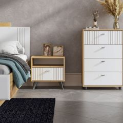 МИЛАН Тумба прикроватная (Дуб Золотой/Белый Матовый) | фото 4