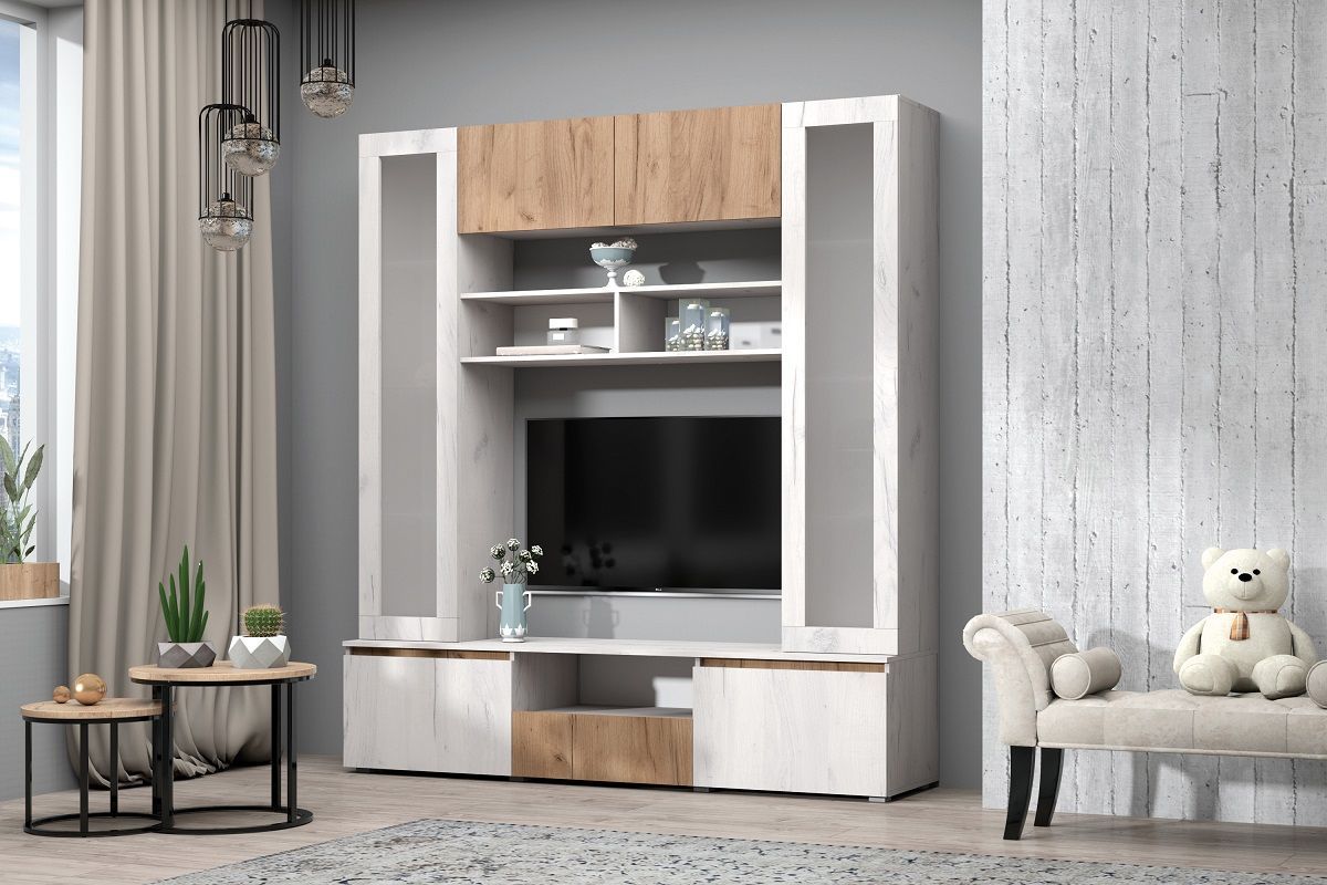 Модульная система Лиана (Дуб Крафт Белый/Дуб Крафт Золотой) | фото 3