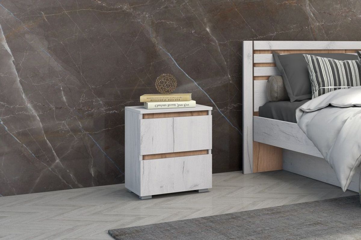 Спальный гарнитур Лиана (Дуб Крафт Белый/Дуб Крафт Золотой) | фото 10