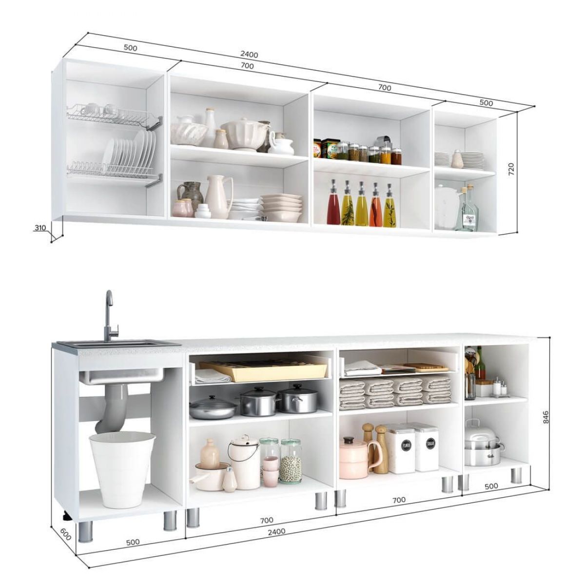 Кухня Айсбери 2.4 м (Белый/Дуб Сонома) | фото 2