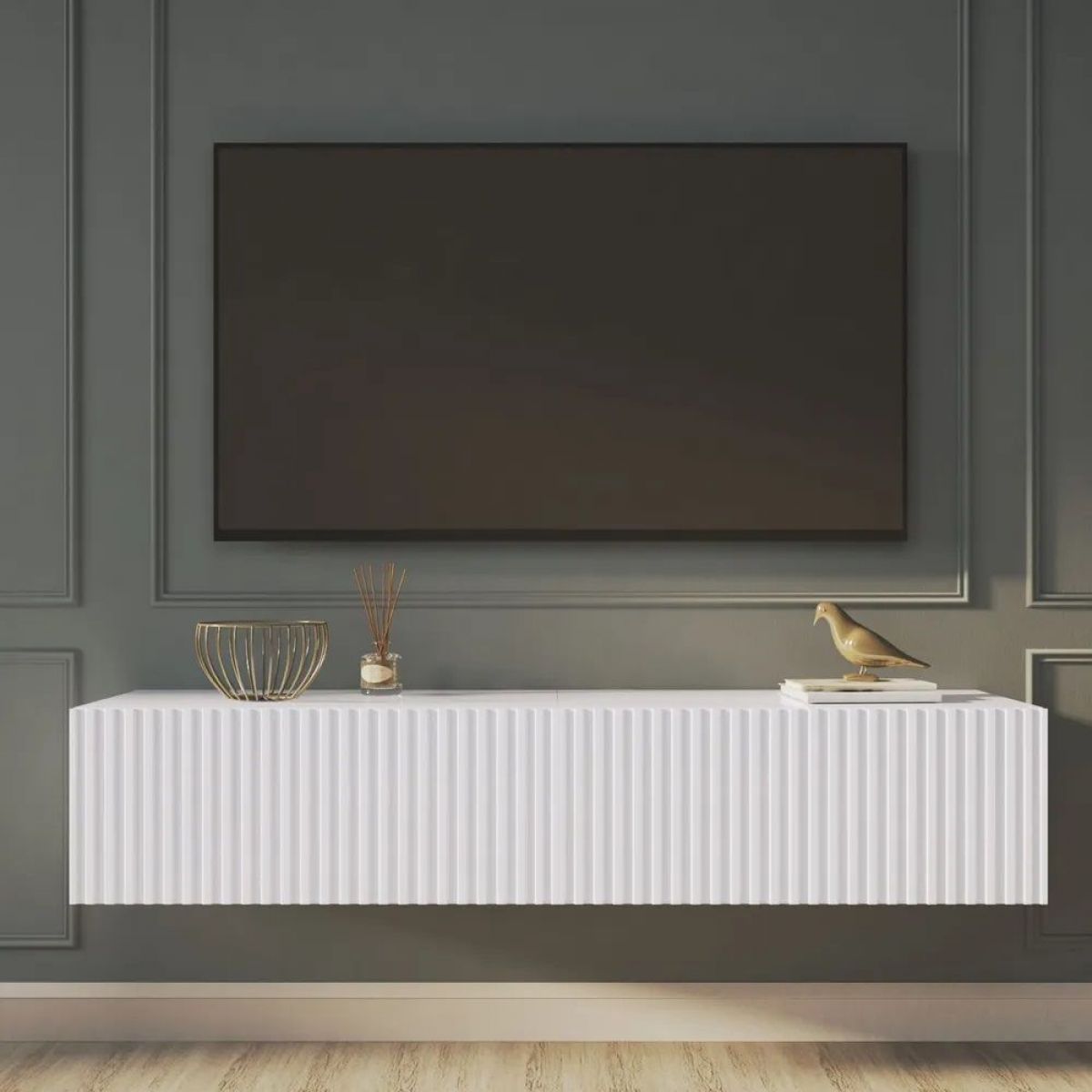 Тумба подвесная под ТВ LINES MTV1-MA 750 Белый глянец (Белый-M 10.1.1) | фото 12