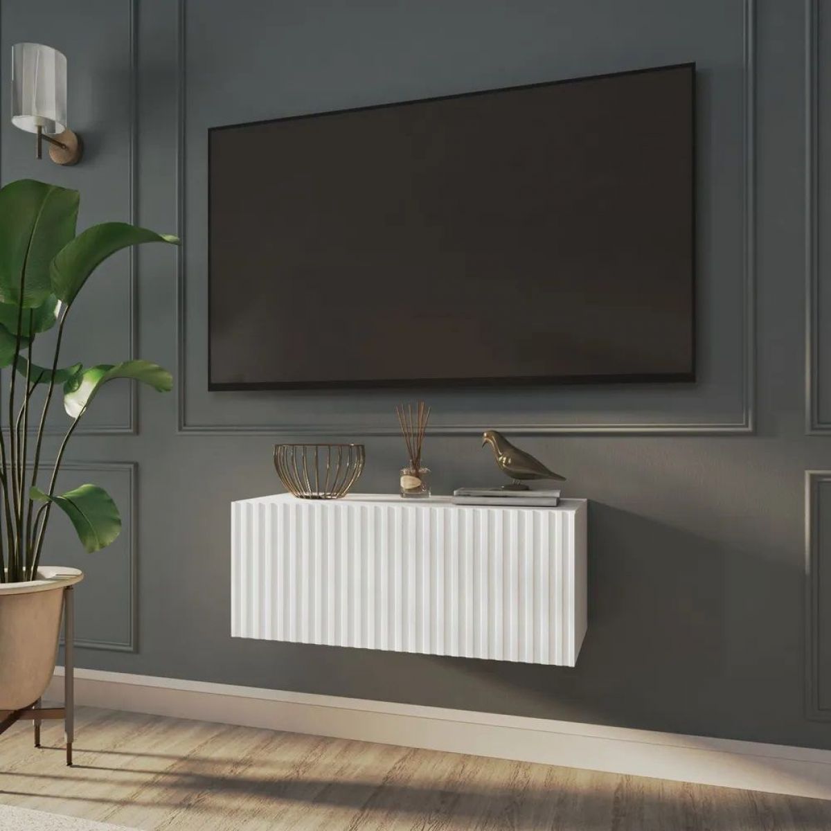 Тумба подвесная под ТВ LINES MTV3-MA 900 Белый глянец (Белый-M 10.1.1) | фото 9