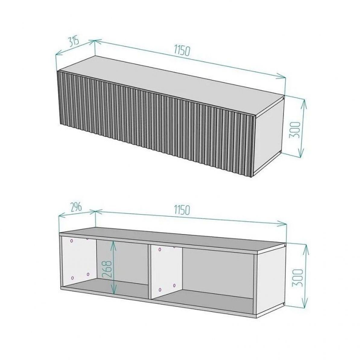 Тумба подвесная под ТВ LINES MTV4-MA 1150 Белый матовый (Белый-M 10.1.2) | фото 4