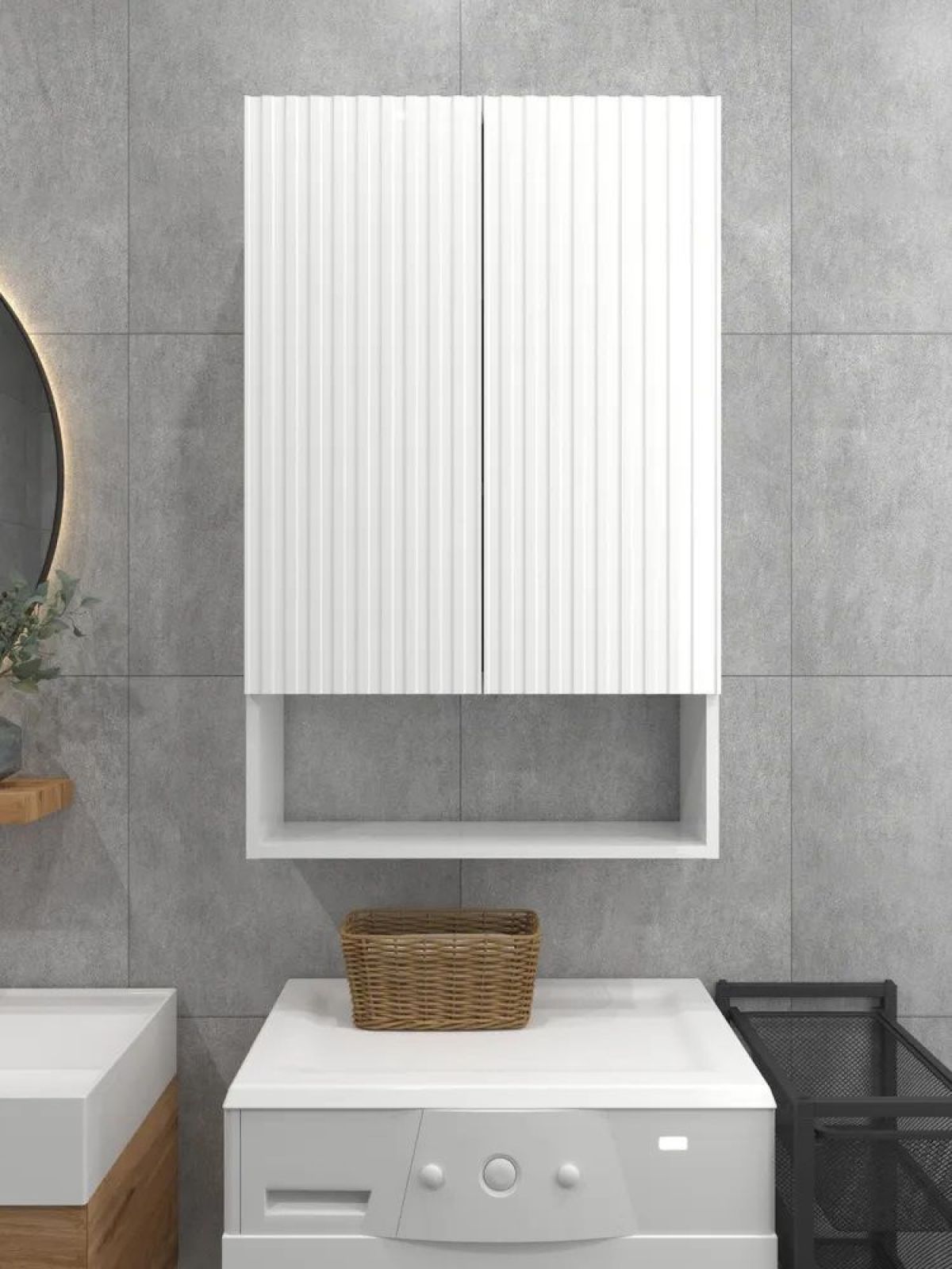 Шкаф навесной для ванной MH22-MA 600х960 (Белый-М 10.1.1) Белый глянец | фото 2