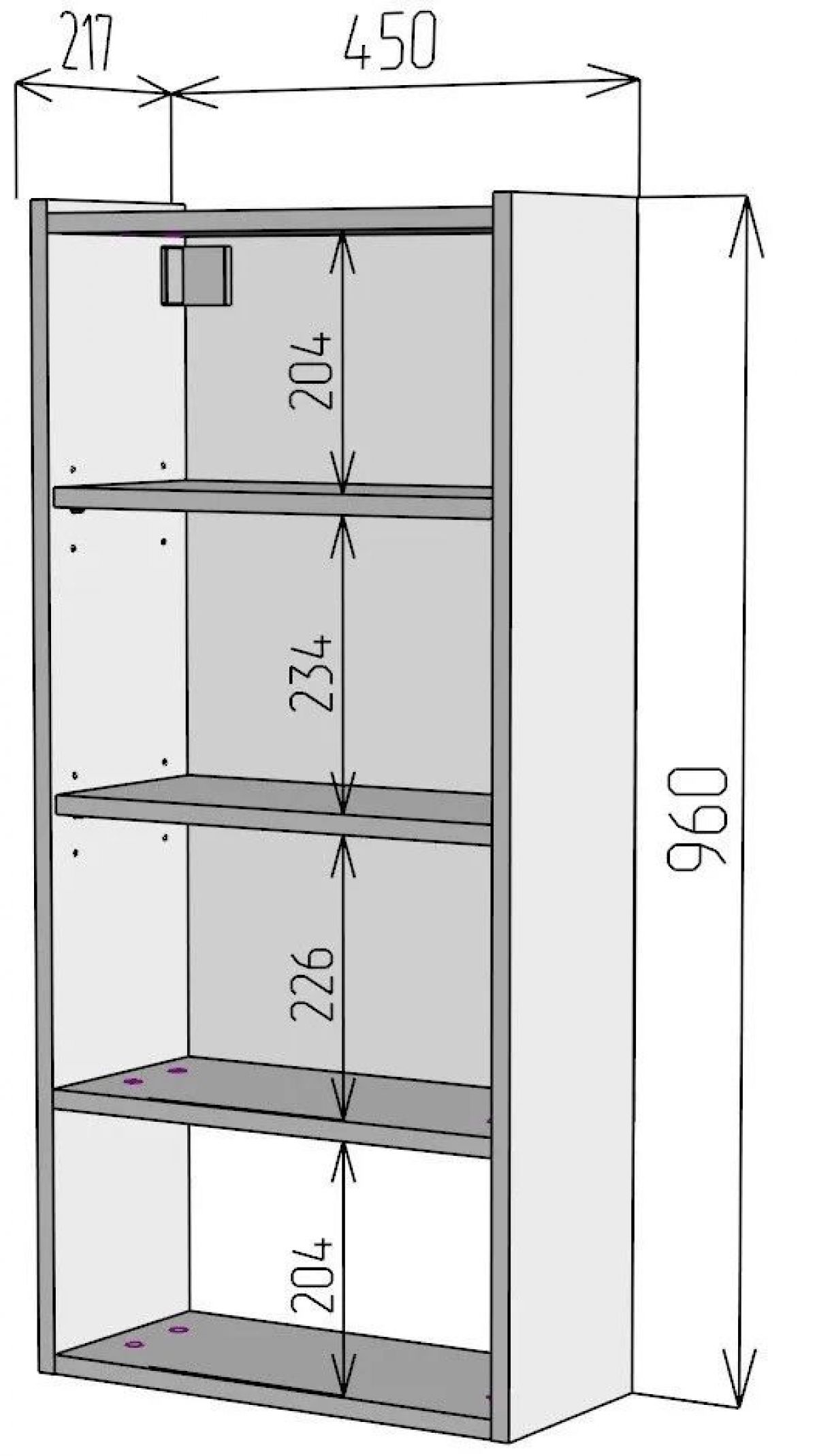 Шкаф навесной для ванной MH24-MA 450х960 (Белый-М 10.1.1) Белый глянец | фото 4