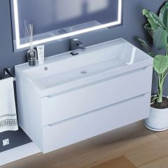 Тумба под раковину Uperwood Tanos 100 см, подвесная, белая матовая | фото 10