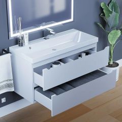 Тумба под раковину Uperwood Tanos 100 см, подвесная, белая матовая | фото 9