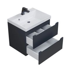 Тумба под раковину Uperwood Tanos 60 см, подвесная, черная матовая | фото 8