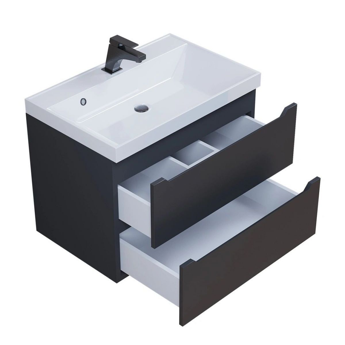 Тумба под раковину Uperwood Tanos 70 см, подвесная, черная матовая | фото 10